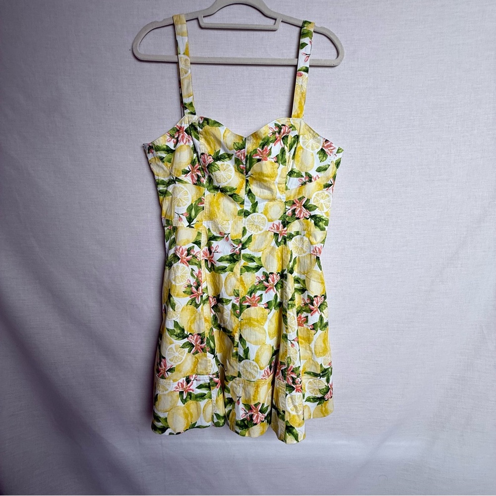 Avec Les Filles Lemon Corset Style Lemon Printed Mini Dress- Size 14 NWT - Picture 9 of 9